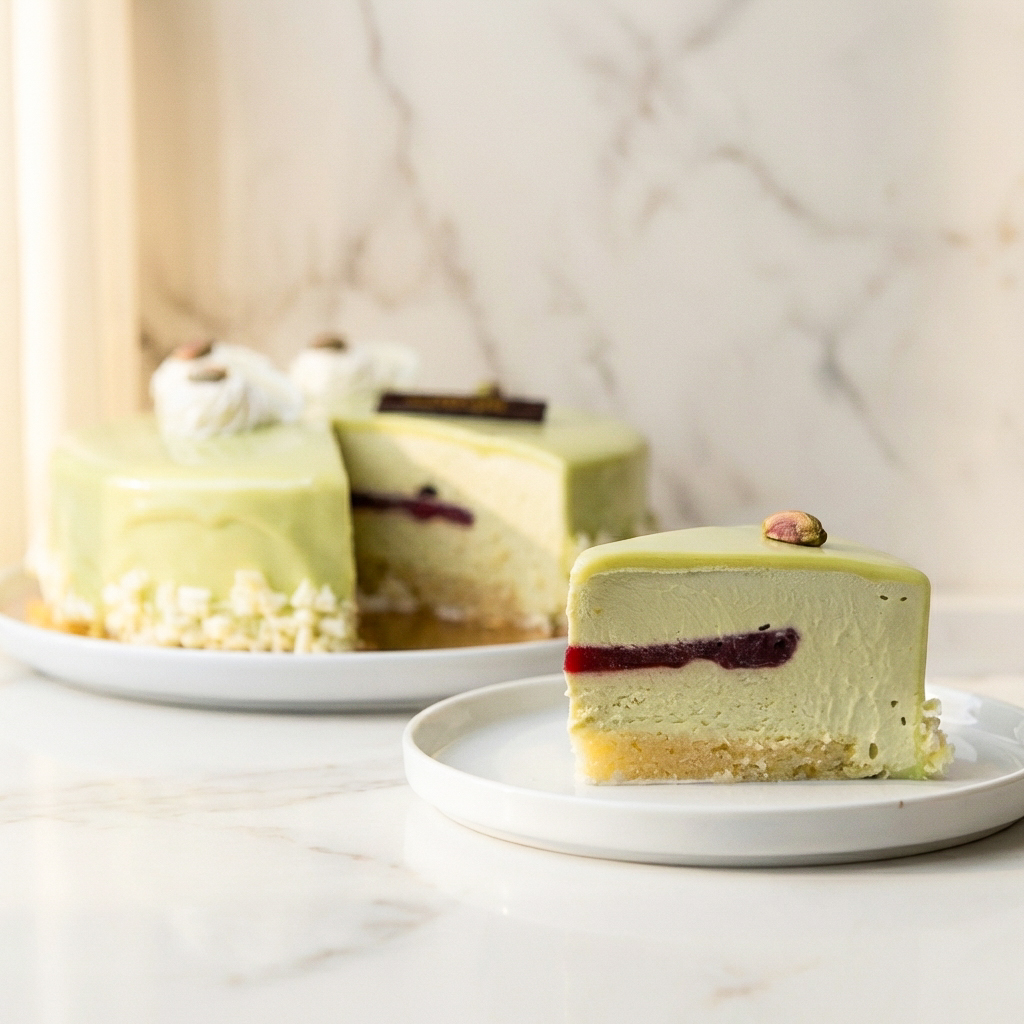 Mousse pistache-framboise